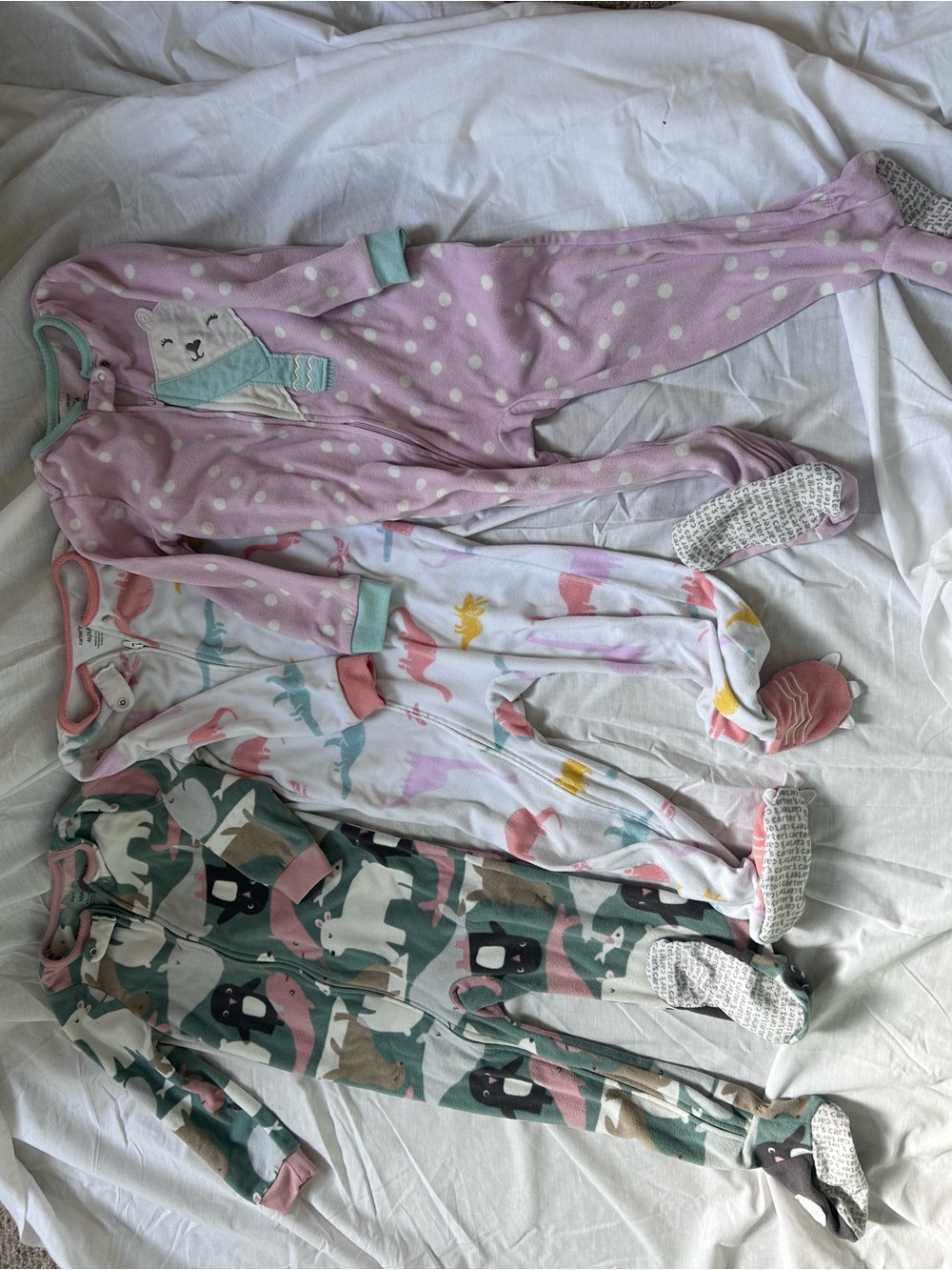 Bundle of carters fleece Footed Pajama Sleepers